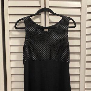 polka dot and black maxi dress